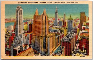 1947 Midtown Skyscrapers and Park Avenue South New York City NYC Posted Postcard