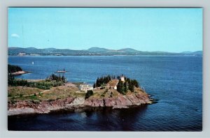 Rockland Harbor ME, Owls Head Lighthouse, Chrome Maine Postcard