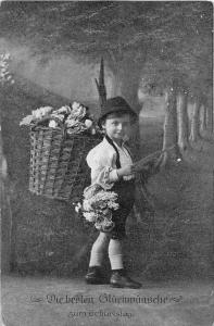BG4638 boy child with flower   geburtstag birthday   germany greetings