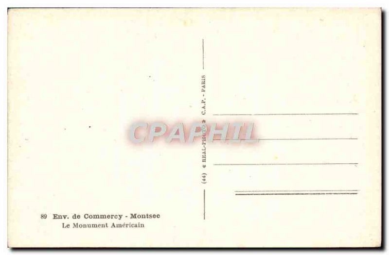 Postcard Old Approx Commercy The Montsec American Monument