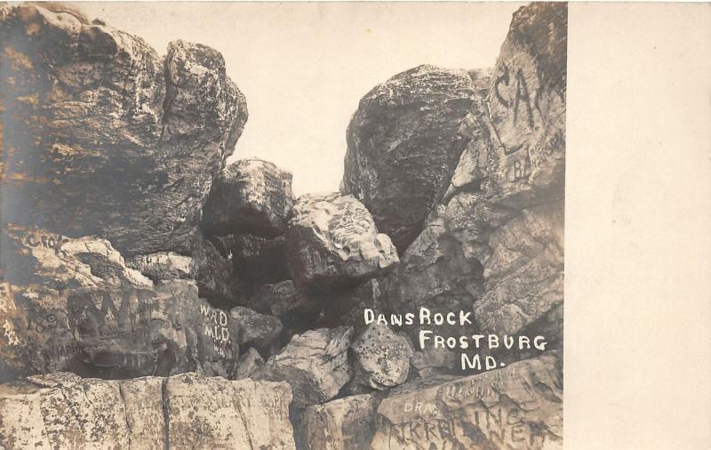 F7/ Frostburg Maryland RPPC Postcard c1920s Dans Rock Geology