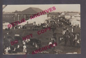 Mason City IOWA RPPC 1908 COUNTY FAIR Sideshow Tents Booths HARNESS HORSE RACE 