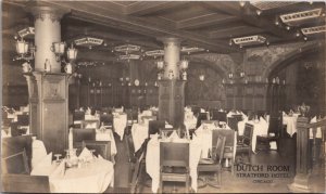 Real Photo Postcard Dutch Dining Room at Stratford Hotel in Chicago, Illinois