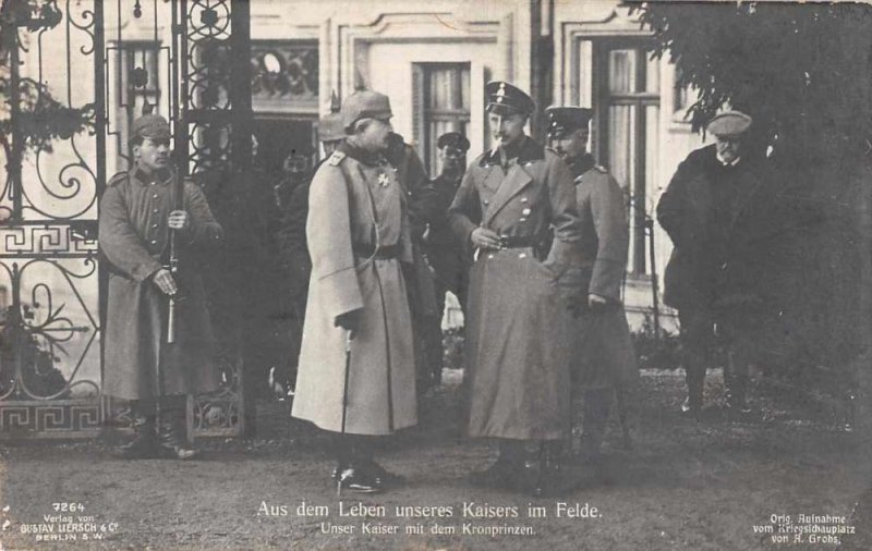 German Emperor with Crown Prince Royalty Real photo Vintage Postcard AA9583