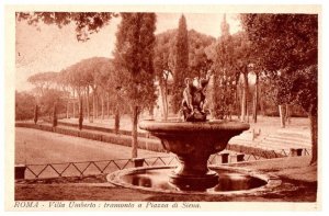 Villa Umberto tramonto a Piazza di Siena Rome Italy Black And White Postcard