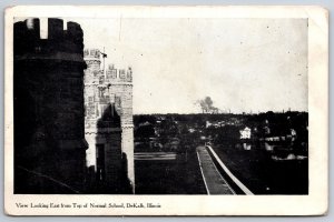 De Kalb IL E From Top Of Old Main~Normal School~Smokestacks~Good Show Next Week
