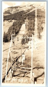 Alberta Canada Postcard Banff Chair Lift 1950 Vintage Unposted RPPC Photo