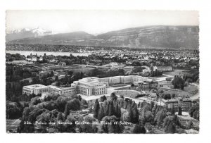 Switzerland Geneva Palace of Nations Mt Blanc et Saleve Birds Eye View Postcard