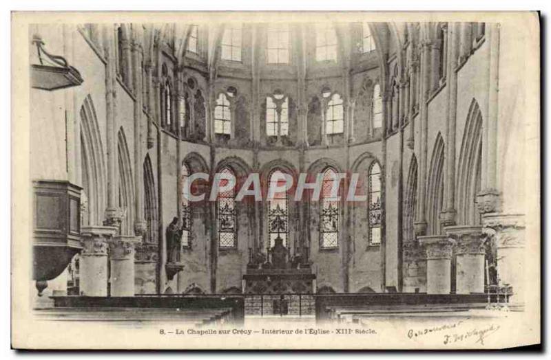 Old Postcard La Chapelle Crecy Interior of & # 39eglise Swiss Stamp Tax