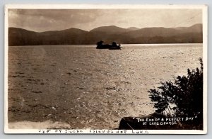 RPPC NY The End Of A Perfect Day At Lake George Real Photo Postcard B32