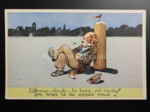 Belgium Comic Postcard SMOKING DOG Aucun doute, la terre est ronde, Old Postcard