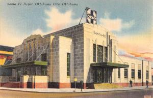 Oklahoma City Oklahoma Santa Fe Depot Street View Antique Postcard K106929