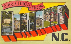 Greetings From Montreat North Carolina Large Letter linen postcard