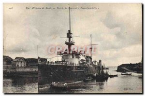 Postcard Old Port Boat military Brest Leon Gambetta breastplate of Entree