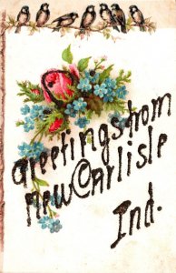 Indiana Greetings From New Carlisle With Birds and Flowers