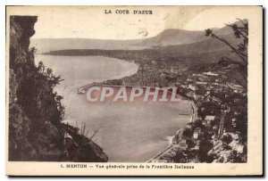 Old Postcard The French Riviera Menton general view taken from the Italian Bo...