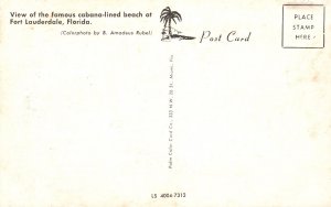 Vintage Postcard Famous Cabana Lines Beach Car Parks Fort Lauderdale Florida FL