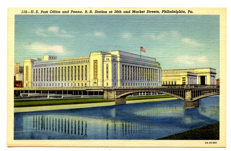 PA - Philadelphia. US Post Office & Pennsylvania RR Station at 30th & Market