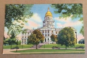 1951 USED  LINEN PENNY POSTCARD - STATE CAPITOL, DENVER COLO