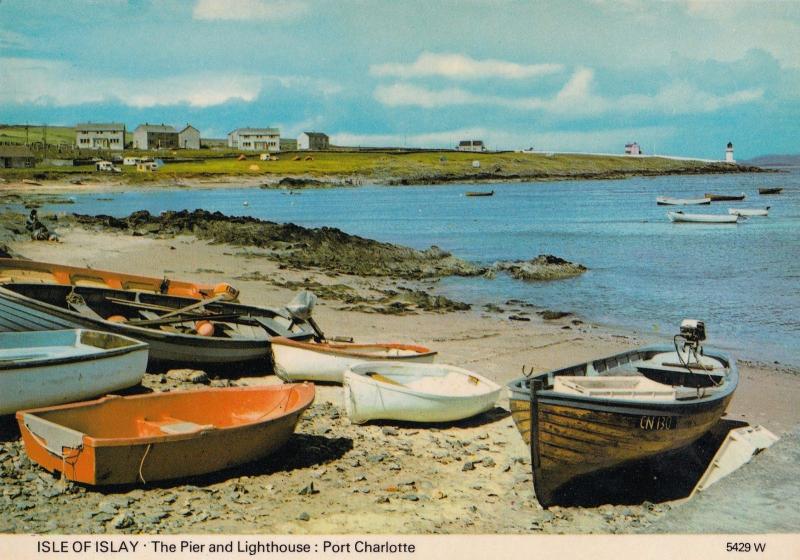 Isle Of Islay Blackrock Port Charlotte Fishing Boats Postcard