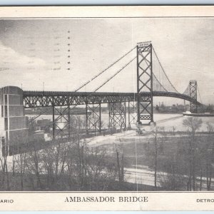 c1940s Windsor, Ontario-Detroit, MI Ambassador Bridge PC Art Deco Steamboat A325