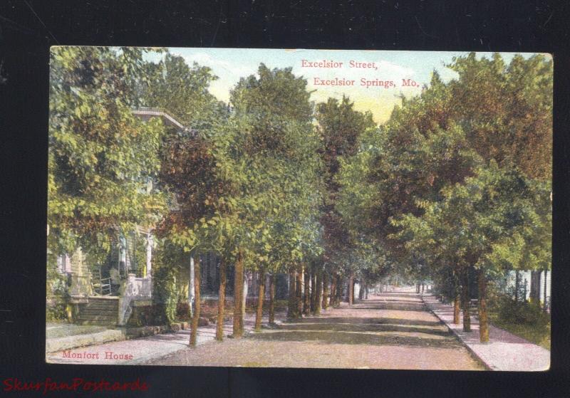 EXCELSIOR SPRINGS MISSOURI RESIDENCE STREET SCENE ANTIQUE VINTAGE POSTCARD MO.