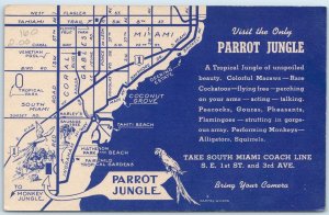 c1940s Miami, FL Parrot Jungle Map Advertising Linen Early Bare Feet Sandal A327