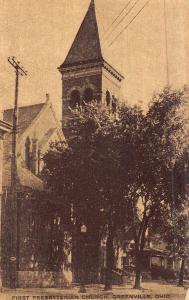 Greenville Ohio First Presbyterian Church Street View Antique Postcard K47856