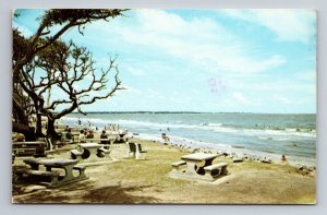 North End Beach Picnic Area St. Simons Island Georgia Vintage Posted 1981