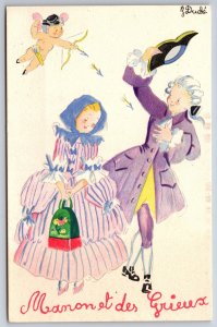 French A/S J Duche~ART DECO~Manon et des Grieux~Cupid Aims For des Grieux~c1940s