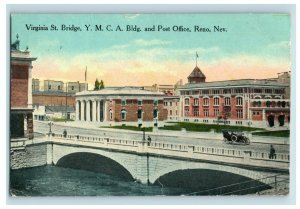 C.1910 Virginia St Bridge YMCA Building Post Office Reno Nevada Postcard P94