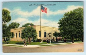 ARCADIA, FL Florida ~ US POST OFFICE c1940s DeSoto County Linen  Postcard