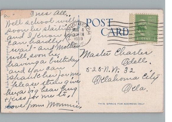 Looking at Yacht Harbor from Pier Santa Monica CA Postcard 1929
