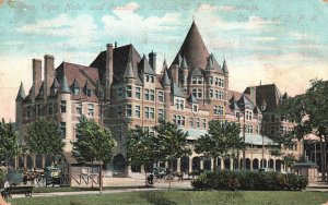 Vintage Postcard 1910 Place Viger Hotel & Passenger Station CPR Montreal Canada