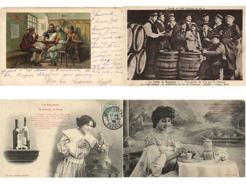 ADVERTISING ALCOHOL & DRINKS, DRINKING 136 Vintage Postcards (L6072)