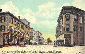 Amesbury MA Main Street Storefronts Woolworth's Trolley Tracks Postcard