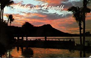 Hawaii Aloha Sun Rising Over Famous Diamond Head At Waikiki Beach 1974