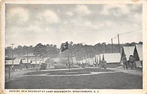 Main Street, Regiment at Camp Wadsworth Spartanburg, South Carolina, USA Mili...