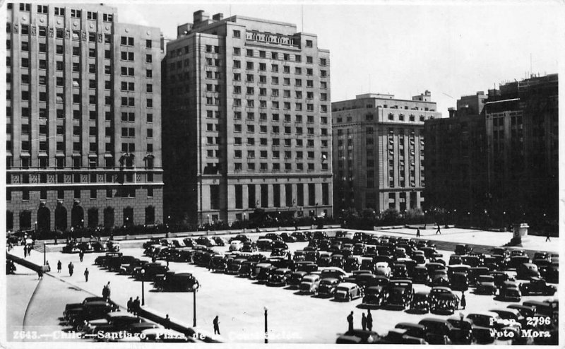 RPPC Plaza de la Constitución SANTIAGO Chile c1940s Vintage Photo Postcard