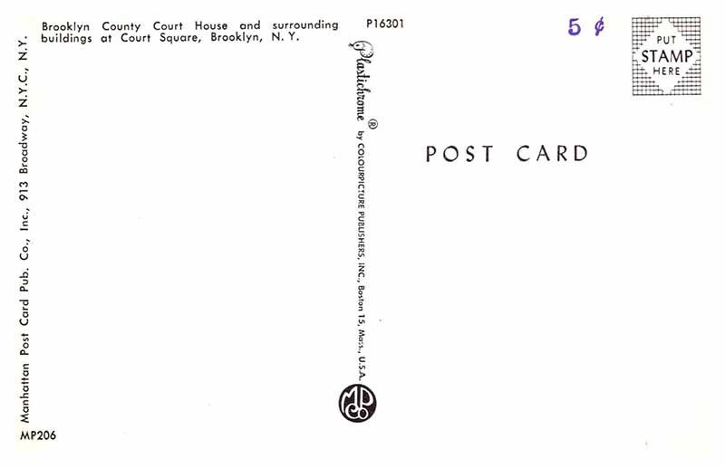 Postcard COURT HOUSE SCENE New York City New York NY AS1157