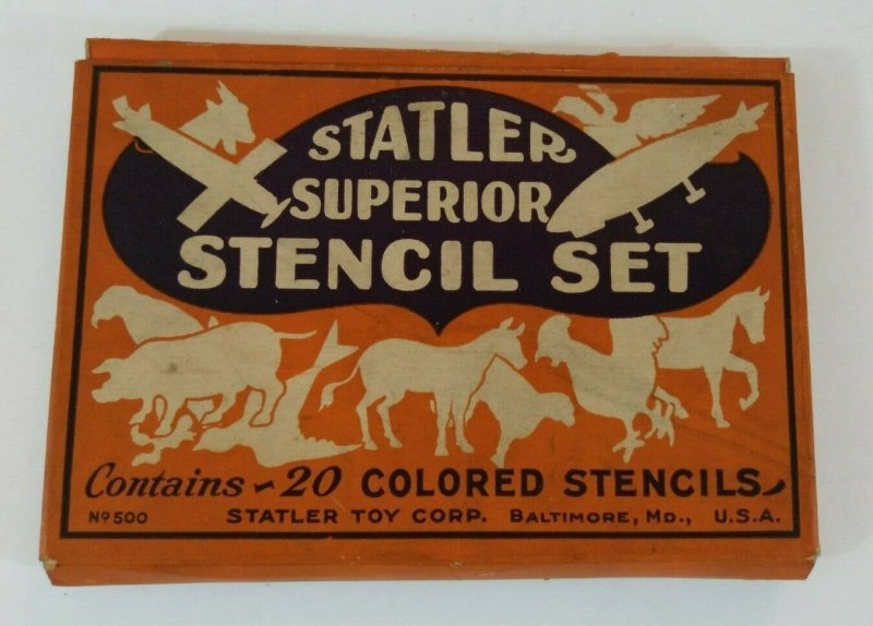 Statler Superior Stencil Set Colored Stencil Statler Toy Company 1930-40s 
