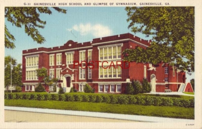 Gainesville High School and Glimpse of Gymnasium, United