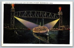 Buzzards Bay  Railroad Bridge Cape Cod Massachusetts    Postcard  c1935