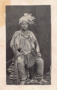 J86/ Interesting RPPC Postcard c1910 Early Native American Chief 392