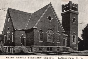 Vintage Postcard Grace United Brethren Church Landmark Jamestown New York NY