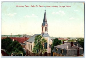 1910 Market St. Baptist Church Showing Carriage District Ames MA Trees Postcard