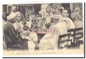 Algeria Old Postcard Scenes et Types A coffee smoking the Arab chibouk (very ...
