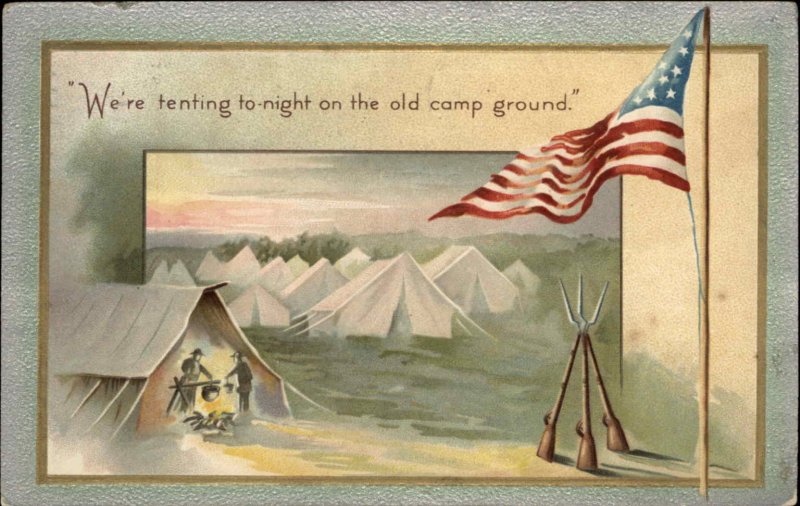 Winsch Civil War Memorial Day Bayonets Camping c1910 Vintage Postcard