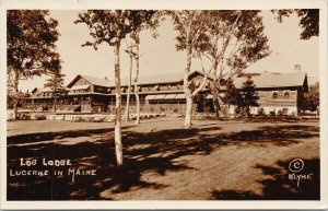 Log Lodge Lucerne in Maine ME c1930 Klyne Real Photo Postcard G94