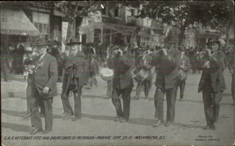 Washington DC GAR Civil War Veterans Fife Drum Corps of Michigan 1915 Postcard